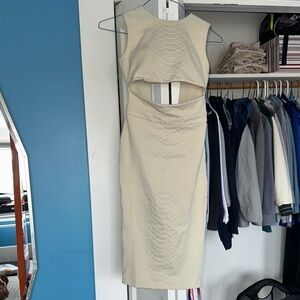 Sally LaPointe Cream Textured Backless Dress